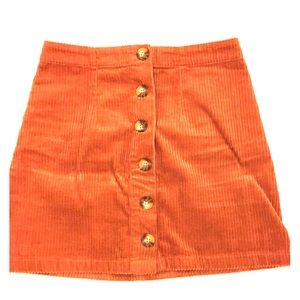 Orange corduroy mini skirt
